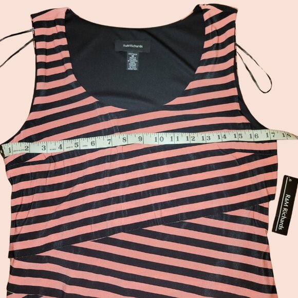 R&M Richards Black and Peach Striped Dress - Picture 3 of 5